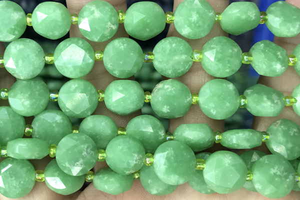 COIN38 15 inches 10mm faceted coin jade gemstone beads