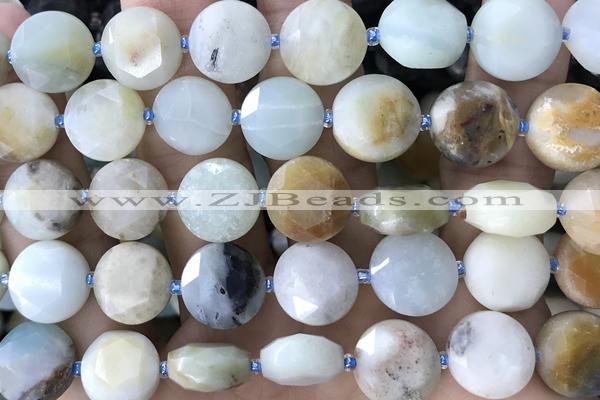 COIN73 15 inches 12mm faceted coin gemston beads