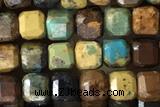 CUBE126 15 inches 3mm faceted cube turquoise gemstone beads