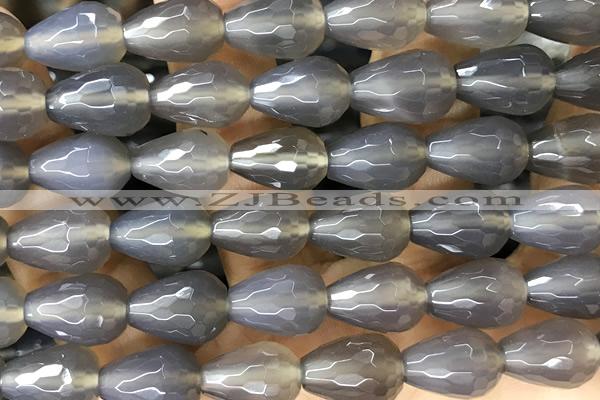 AGAT263 15 inches 10*14mm faceted teardrop grey agate beads