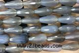 AGAT264 15 inches 10*20mm faceted teardrop grey agate beads