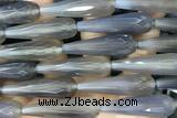 AGAT266 15 inches 12*40mm faceted teardrop grey agate beads