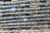 AGAT270 15 inches 6*9mm faceted rice grey agate beads