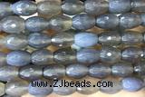 AGAT272 15 inches 10*14mm faceted rice grey agate beads