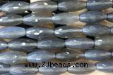 AGAT273 15 inches 10*22mm faceted rice grey agate beads