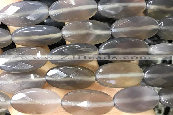 AGAT276 15 inches 15*30mm faceted oval grey agate beads