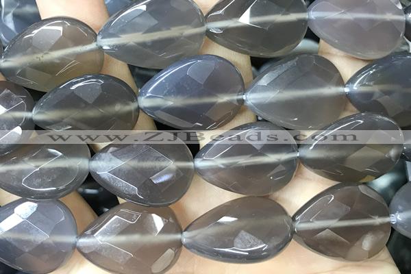 AGAT277 15 inches 18*25mm faceted flat teardrop grey agate beads