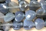 AGAT281 15 inches 25mm faceted heart grey agate beads