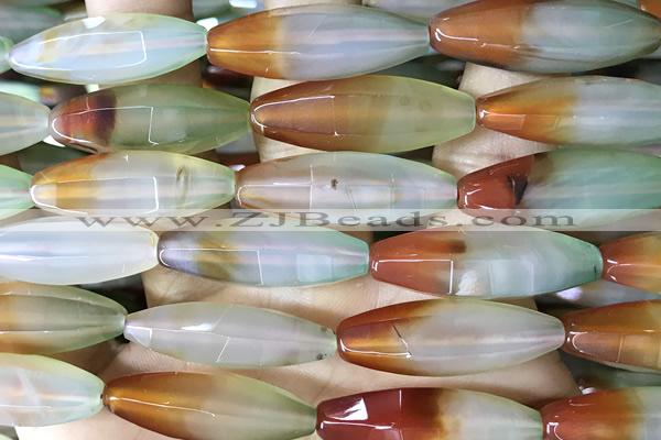 AGAT288 15 inches 10*30mm faceted rice rainbow agate beads