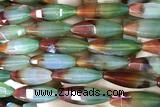 AGAT289 15 inches 10*30mm faceted rice rainbow agate beads