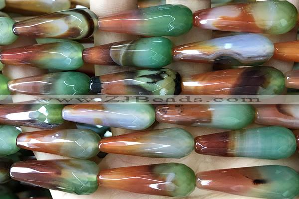 AGAT291 15 inches 10*30mm faceted teardrop rainbow agate beads