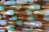 AGAT292 15 inches 12*40mm faceted teardrop rainbow agate beads