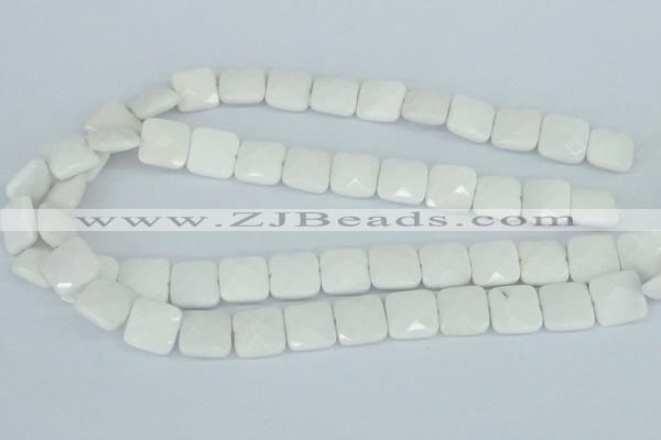 CAA04 15.5 inches 10*10mm faceted square white agate gemstone beads