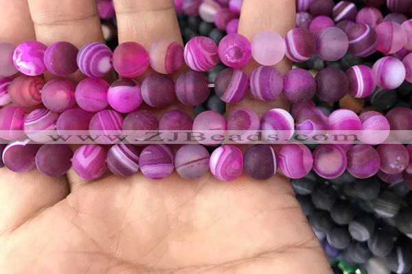 CAA1502 15.5 inches 10mm round matte banded agate beads wholesale