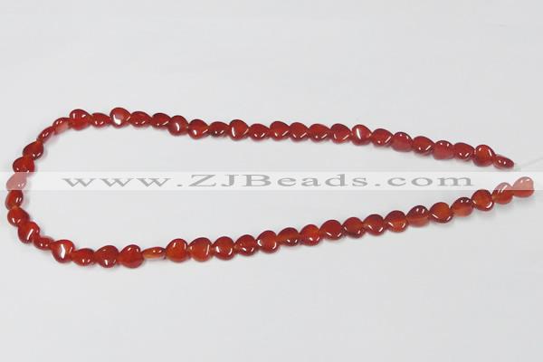 CAA162 15.5 inches 8*8mm heart red agate gemstone beads