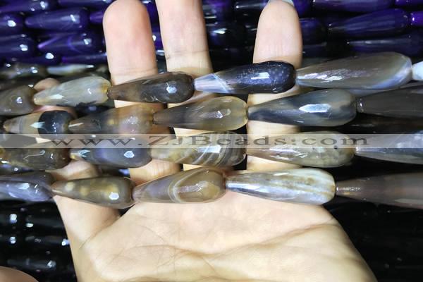 CAA2093 15.5 inches 10*30mm faceted teardrop agate beads