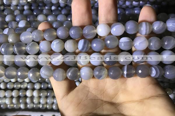 CAA2193 15.5 inches 10mm faceted round banded agate beads