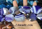 CAA2771 25*32mm - 27*35mm faceted freeform line agate beads