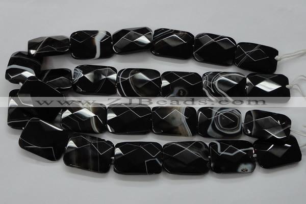 CAA279 15.5 inches 23*30mm faceted rectangle black line agate beads