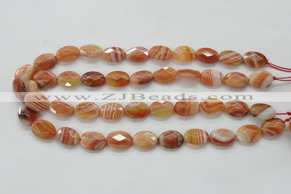 CAA302 15.5 inches 13*18mm faceted oval red line agate beads