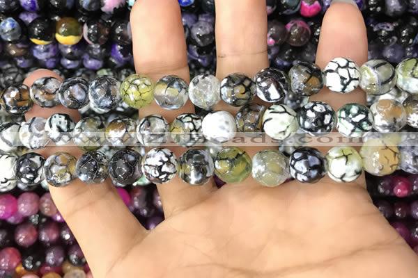 CAA3066 15 inches 10mm faceted round fire crackle agate beads wholesale