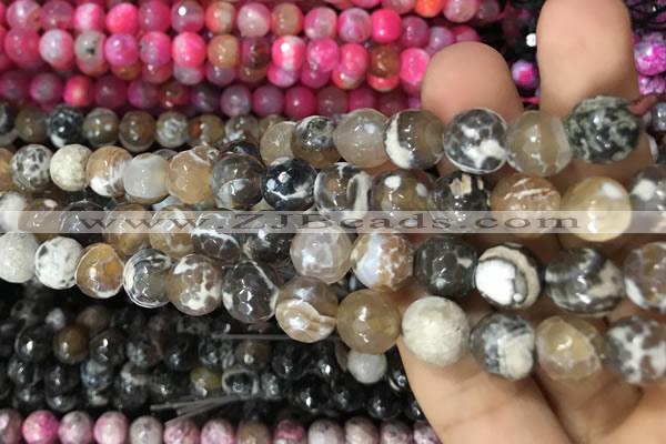 CAA3083 15 inches 10mm faceted round fire crackle agate beads wholesale