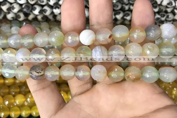 CAA3364 15 inches 10mm faceted round agate beads wholesale