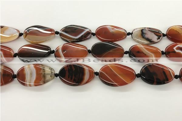 CAA4301 15.5 inches 25*30mm twisted oval line agate beads