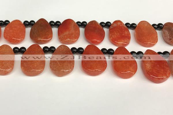 CAA4362 Top drilled 20*30mm freeform dragon veins agate beads