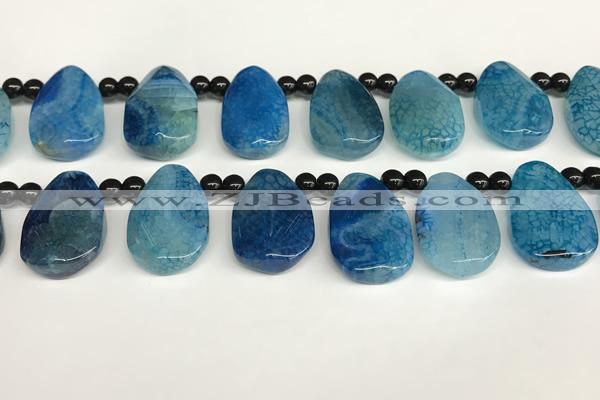 CAA4364 Top drilled 20*30mm freeform dragon veins agate beads