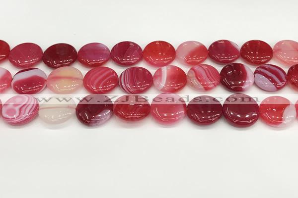 CAA4615 15.5 inches 18mm flat round banded agate beads wholesale