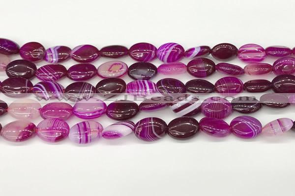 CAA4647 15.5 inches 10*14mm oval banded agate beads wholesale