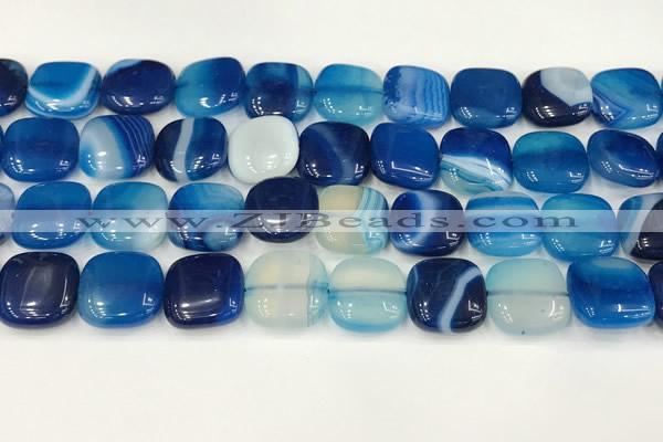 CAA4746 15.5 inches 14*14mm square banded agate beads wholesale