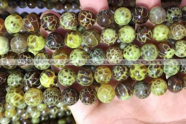 CAA5039 15.5 inches 10mm round yellow dragon veins agate beads