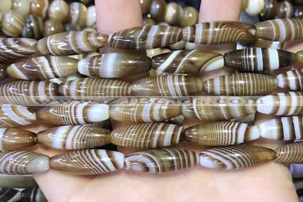 CAA5112 15.5 inches 8*25mm rice striped agate beads wholesale