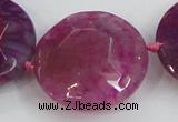 CAA570 15.5 inches 35mm faceted flat round dragon veins agate beads