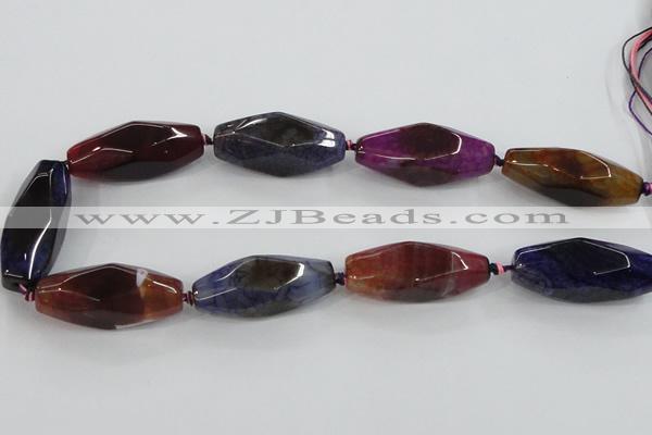 CAA615 15.5 inches 16*40mm faceted rice dragon veins agate beads