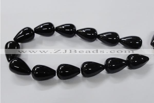 CAB743 15.5 inches 20*30mm teardrop black agate gemstone beads