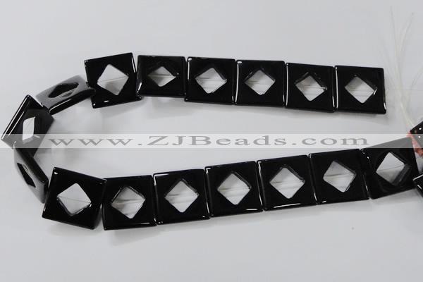 CAB865 15.5 inches 25*25mm square black agate gemstone beads wholesale