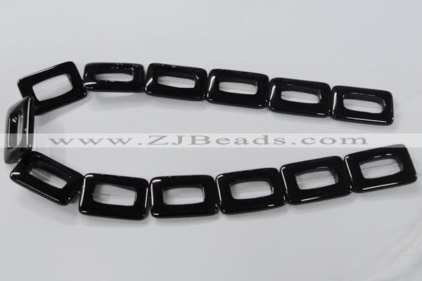 CAB867 15.5 inches 20*30mm rectangle black agate gemstone beads wholesale