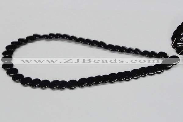 CAB981 15.5 inches 12mm flat round black agate gemstone beads wholesale