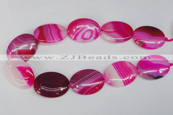 CAG1179 15.5 inches 30*40mm oval line agate gemstone beads