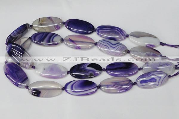 CAG1236 15.5 inches 20*40mm oval line agate gemstone beads