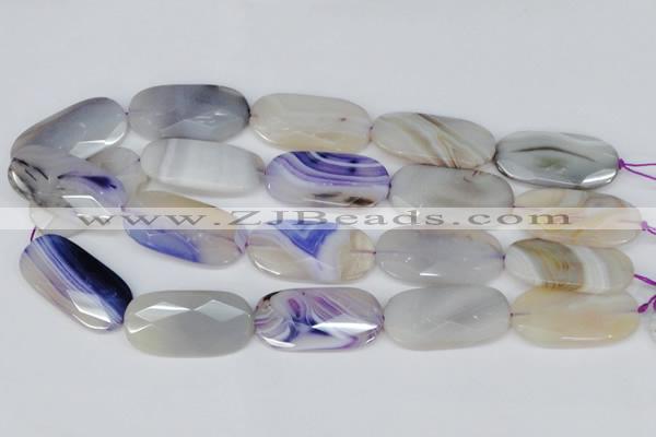 CAG1260 15.5 inches 20*40mm faceted oval line agate gemstone beads
