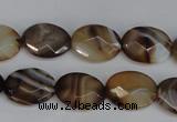 CAG1348 15.5 inches 12*16mm faceted oval line agate gemstone beads