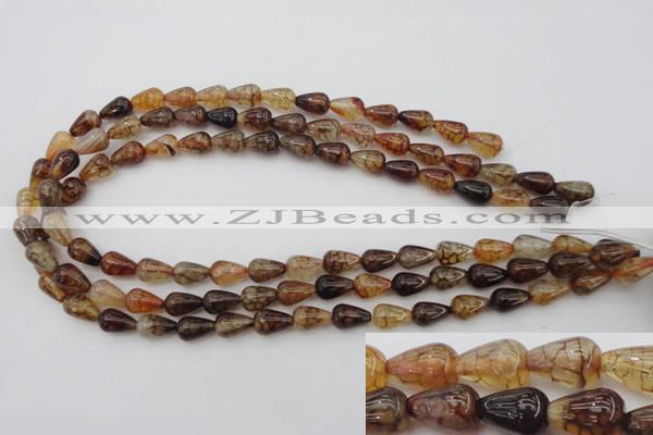 CAG1445 15.5 inches 8*12mm teardrop dragon veins agate beads