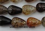 CAG1449 15.5 inches 13*18mm teardrop dragon veins agate beads