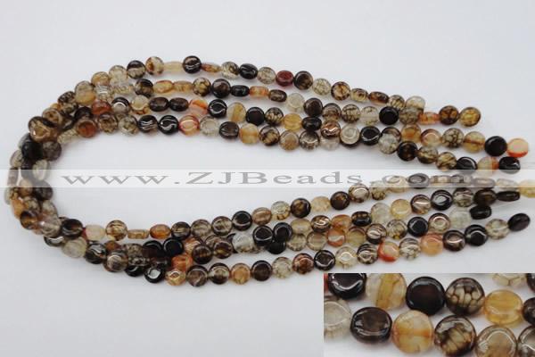 CAG1460 15.5 inches 8mm flat round dragon veins agate beads