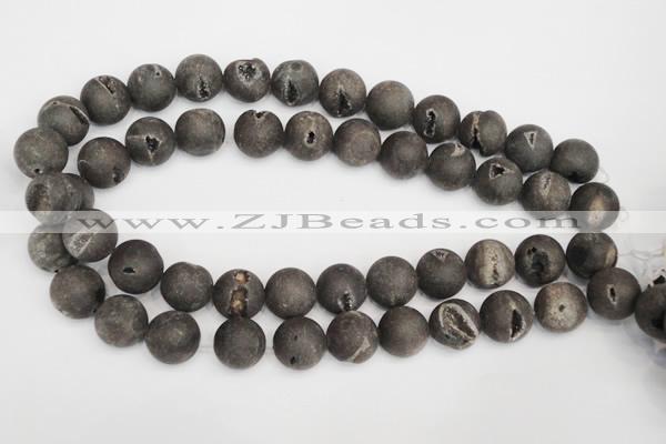 CAG1849 15.5 inches 16mm round matte druzy agate beads whholesale