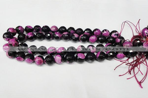 CAG2265 15.5 inches 14mm faceted round fire crackle agate beads